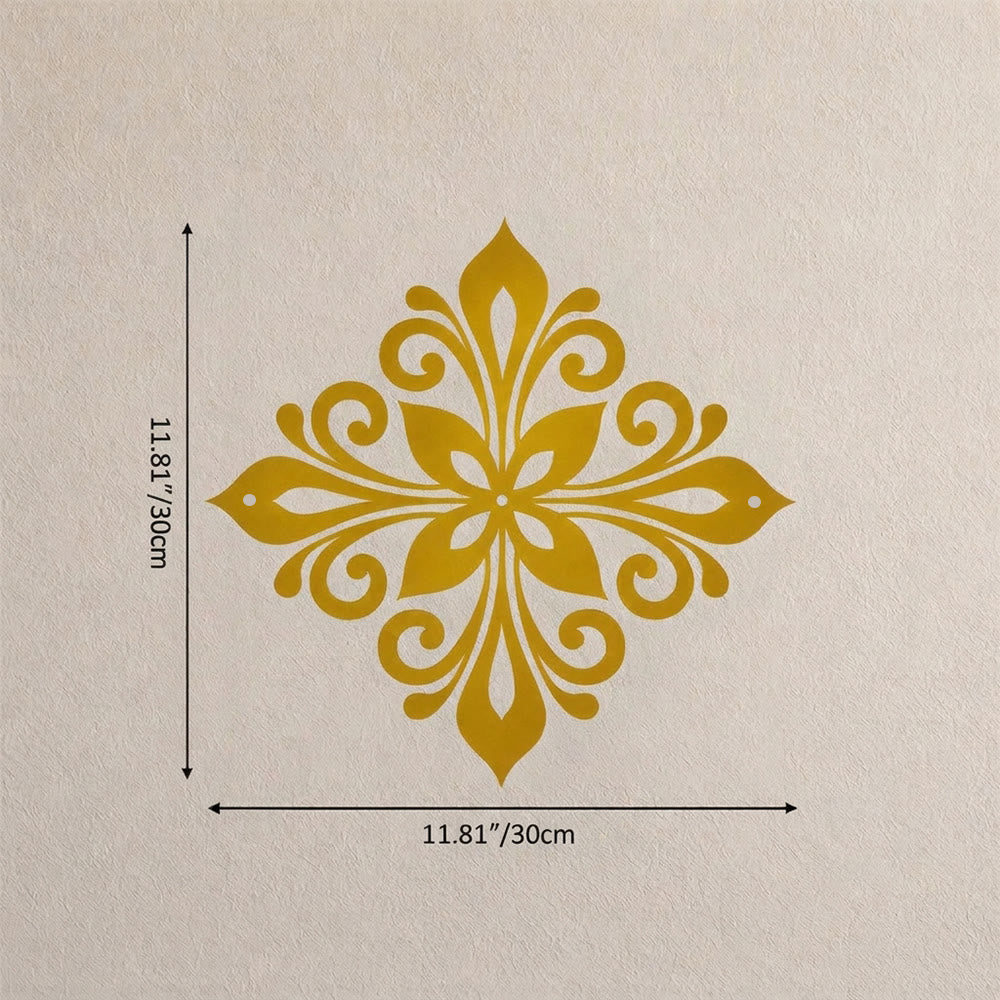 HilalHaven Arabesque Rhombus Floral Symmetry Hollow Metal Wall Art - Golden - 11.81&