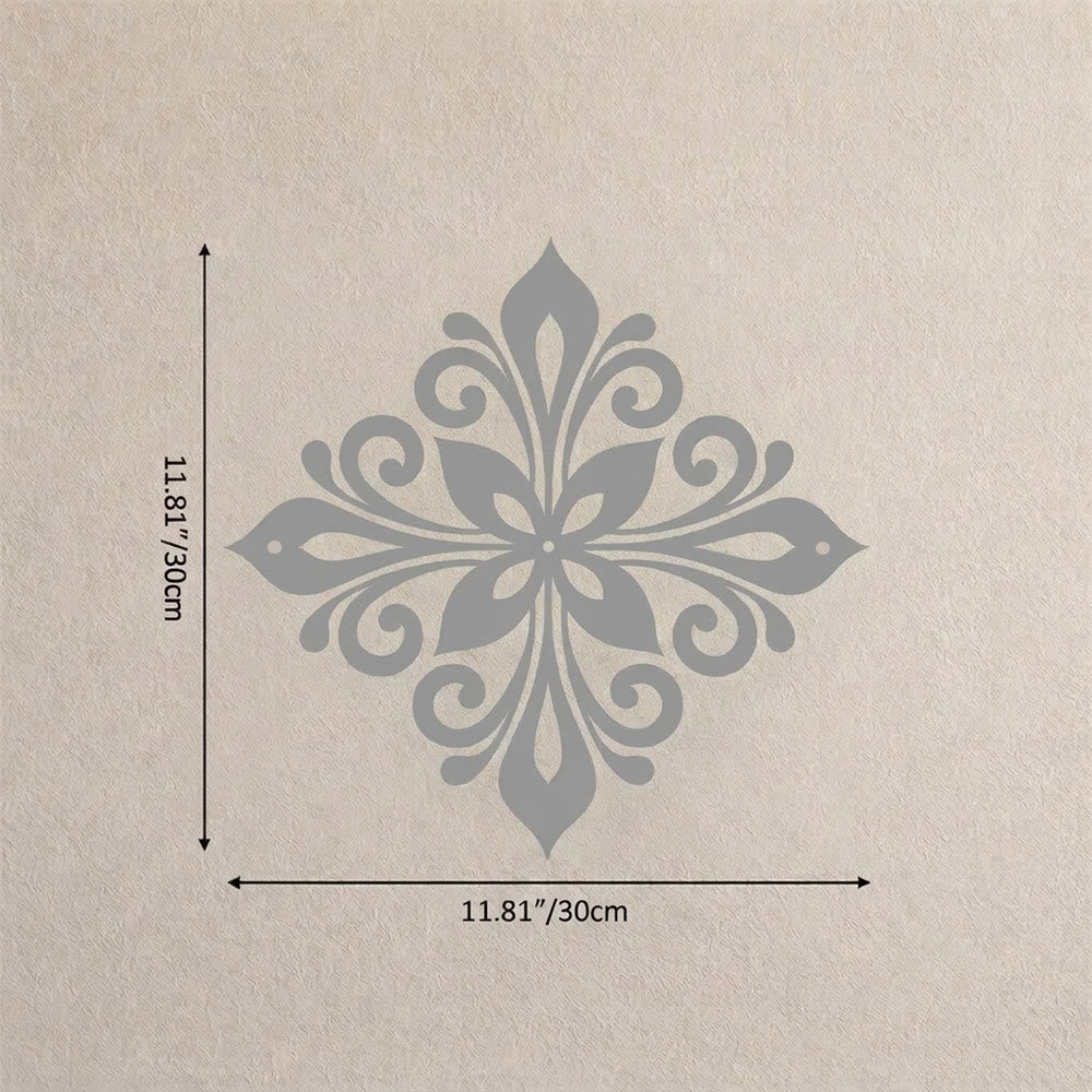 HilalHaven Arabesque Rhombus Floral Symmetry Hollow Metal Wall Art - Silver - 11.81&