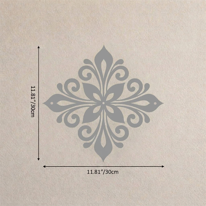 HilalHaven Arabesque Rhombus Floral Symmetry Hollow Metal Wall Art - Silver - 11.81&