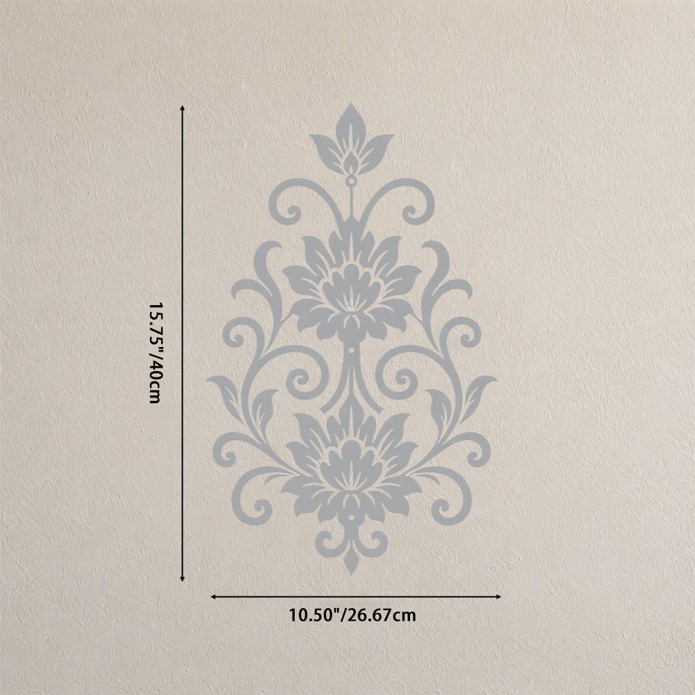 HilalHaven Arabesque Vertical Dual Lotus Scroll Hollow Metal Wall Art - Silver - 10.50&