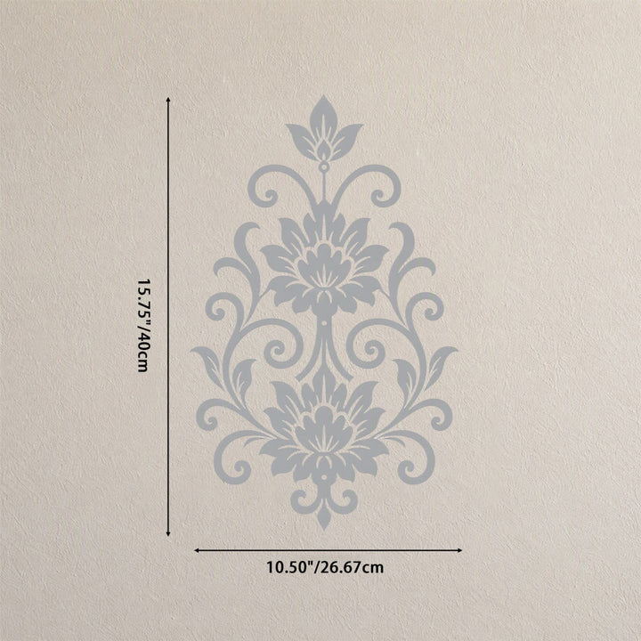 HilalHaven Arabesque Vertical Dual Lotus Scroll Hollow Metal Wall Art - Silver - 10.50&