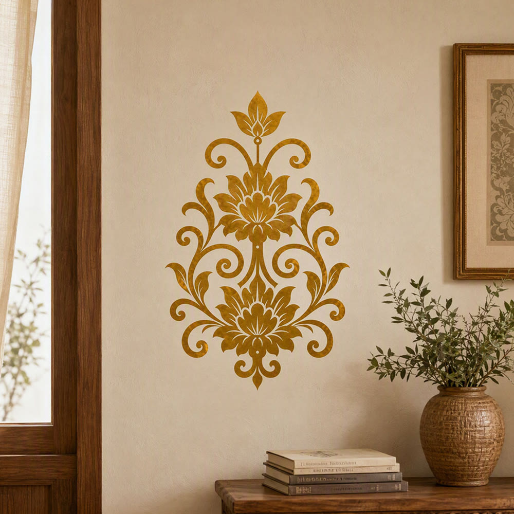 HilalHaven Arabesque Vertical Dual Lotus Scroll Hollow Metal Wall Art - image 5