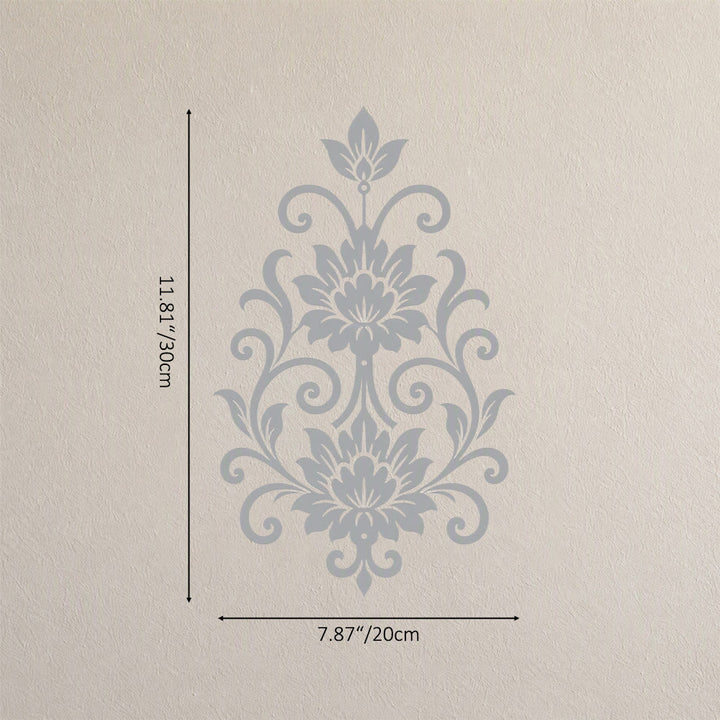HilalHaven Arabesque Vertical Dual Lotus Scroll Hollow Metal Wall Art - Silver - 7.87&