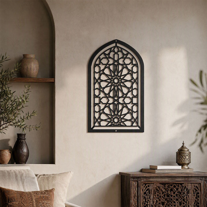 HilalHaven Arch Window Geometric Star Hollow Metal Wall Art - image 1