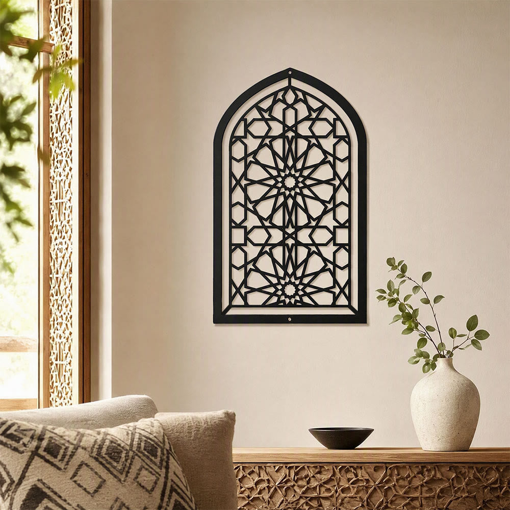 HilalHaven Arch Window Geometric Star Hollow Metal Wall Art - image 0