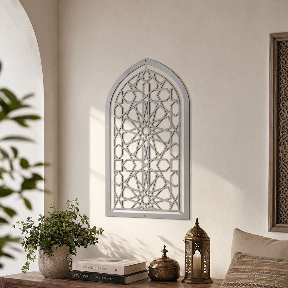 HilalHaven Arch Window Geometric Star Hollow Metal Wall Art - image 11