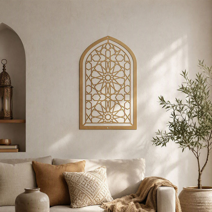 HilalHaven Arch Window Geometric Star Hollow Metal Wall Art - image 6