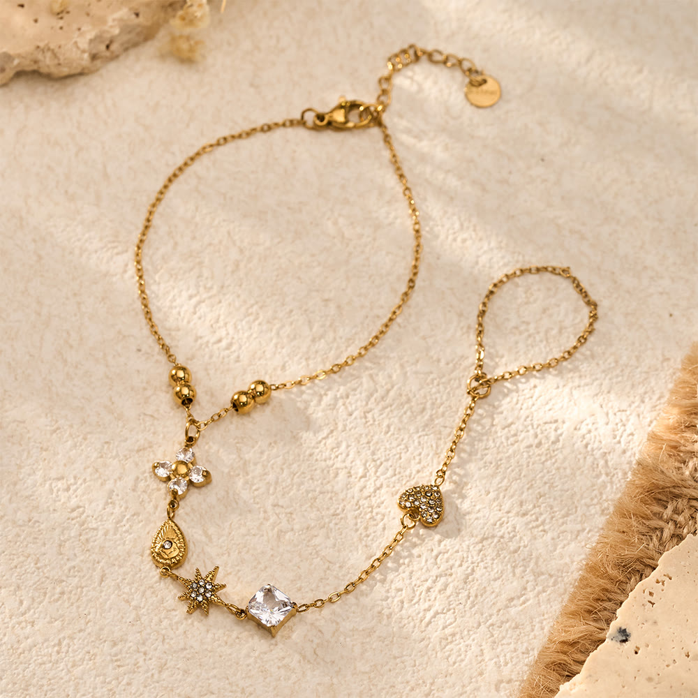 HilalHaven Golden Vein Zircon Draped Finger Hand Chain - image 6