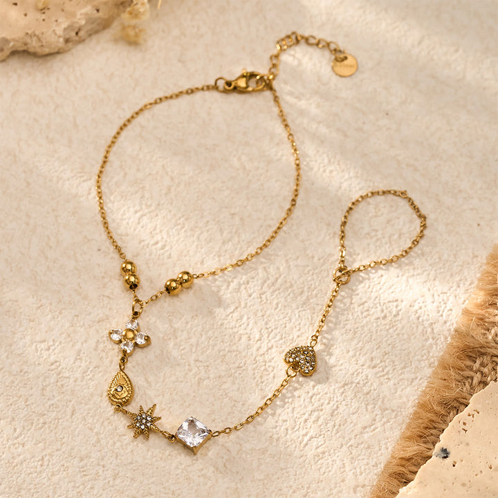 HilalHaven Golden Vein Zircon Draped Finger Hand Chain - image 6