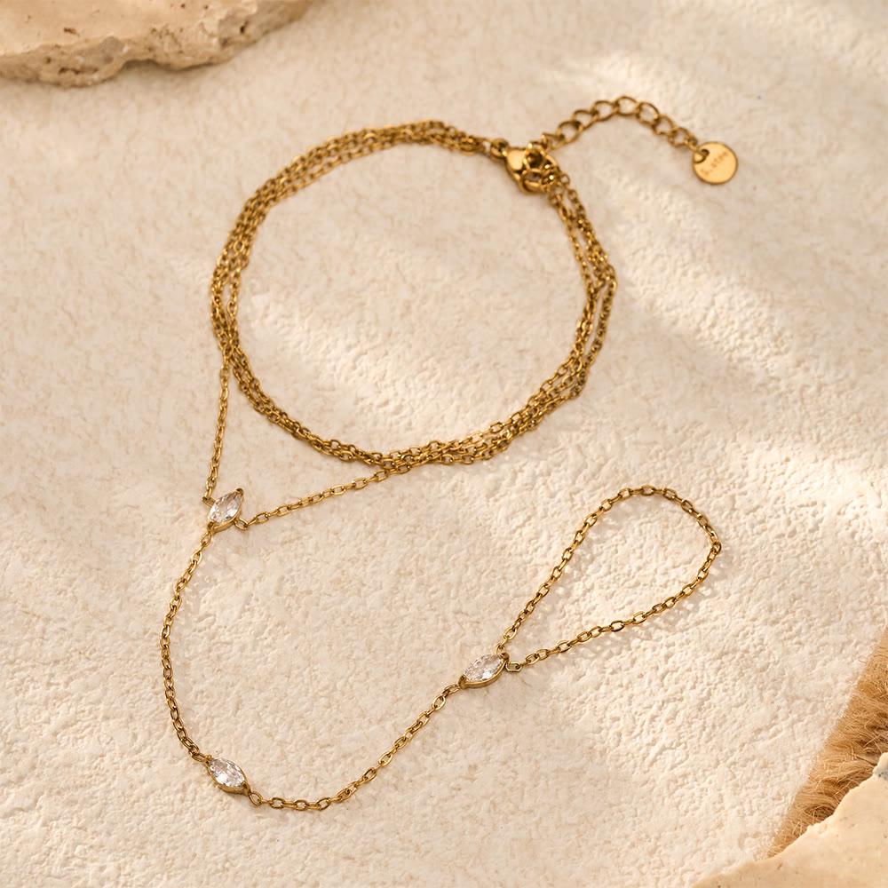 HilalHaven Golden Vein Zircon Draped Finger Hand Chain - image 12