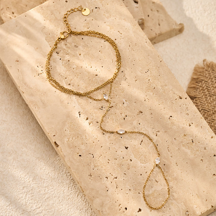 HilalHaven Golden Vein Zircon Draped Finger Hand Chain - Style3 - image 13