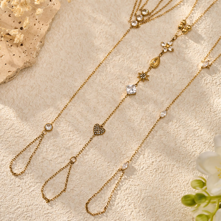 HilalHaven Golden Vein Zircon Draped Finger Hand Chain - image 18