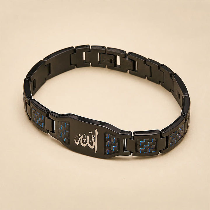HilalHaven Allah Faith Bond Islamic Carbon Fiber Stainless Steel Link Bracelet - image 23