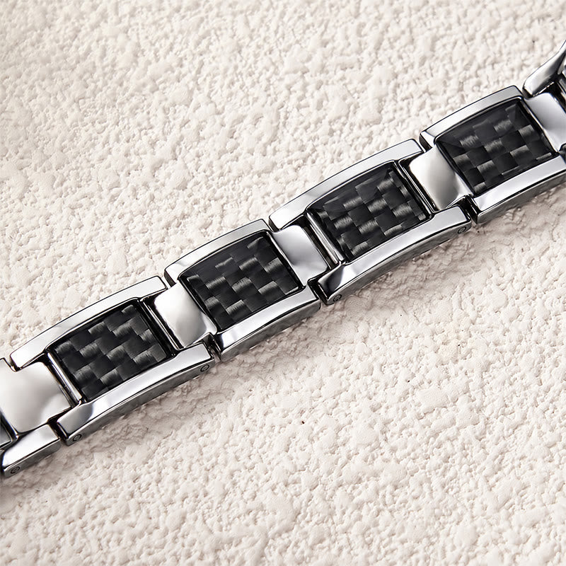 HilalHaven Allah Faith Bond Islamic Carbon Fiber Stainless Steel Link Bracelet - image 6