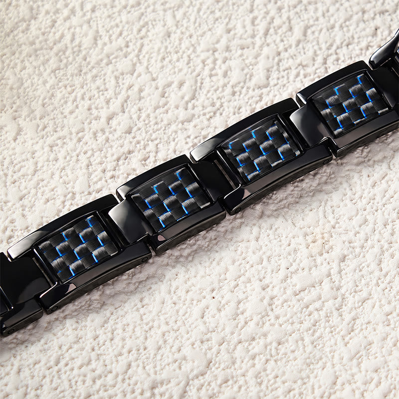 HilalHaven Allah Faith Bond Islamic Carbon Fiber Stainless Steel Link Bracelet - image 22