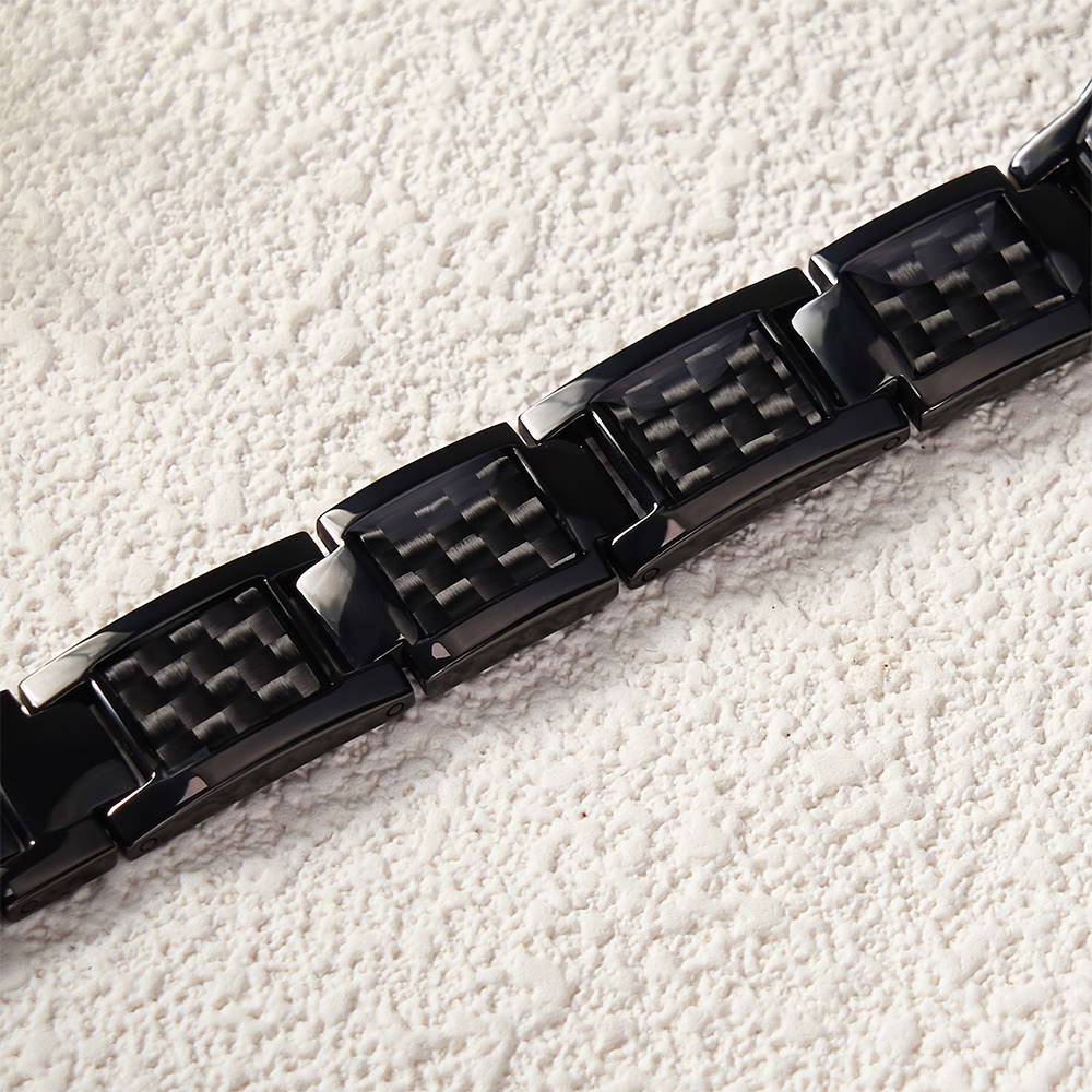 HilalHaven Allah Faith Bond Islamic Carbon Fiber Stainless Steel Link Bracelet - image 14