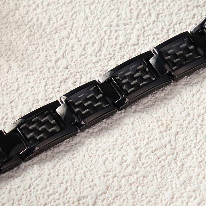 HilalHaven Allah Faith Bond Islamic Carbon Fiber Stainless Steel Link Bracelet - image 14