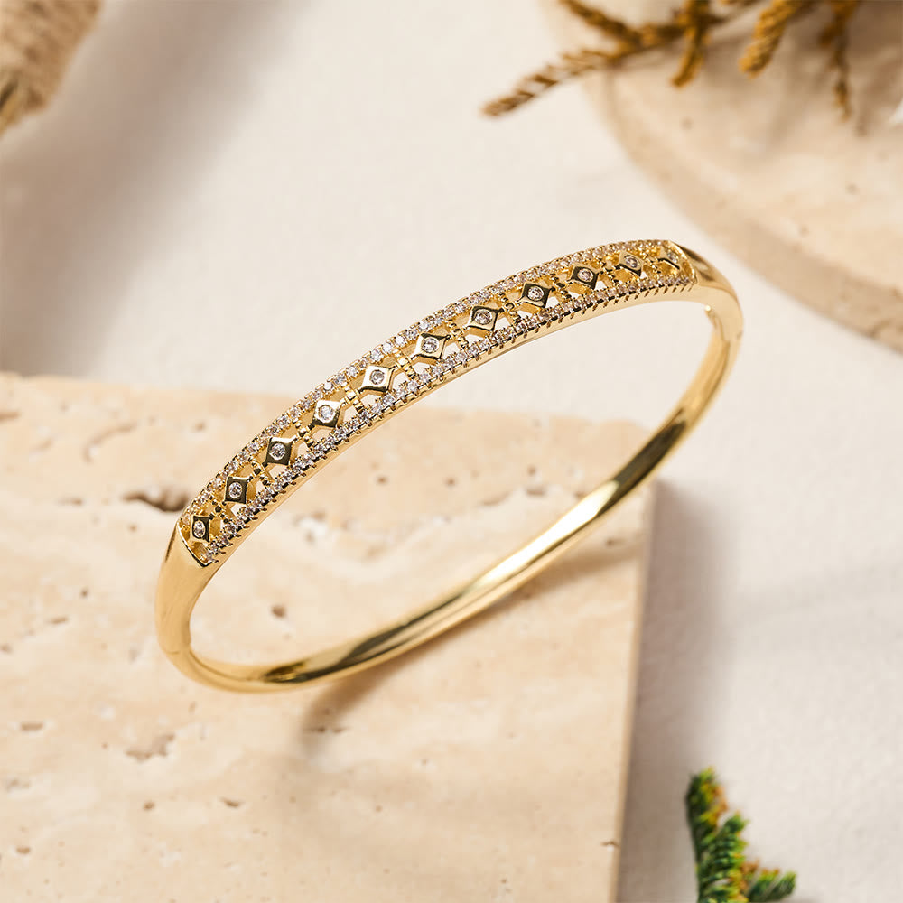 HilalHaven Diamond Lattice Sparkling Inlaid Bangle Bracelet - image 3