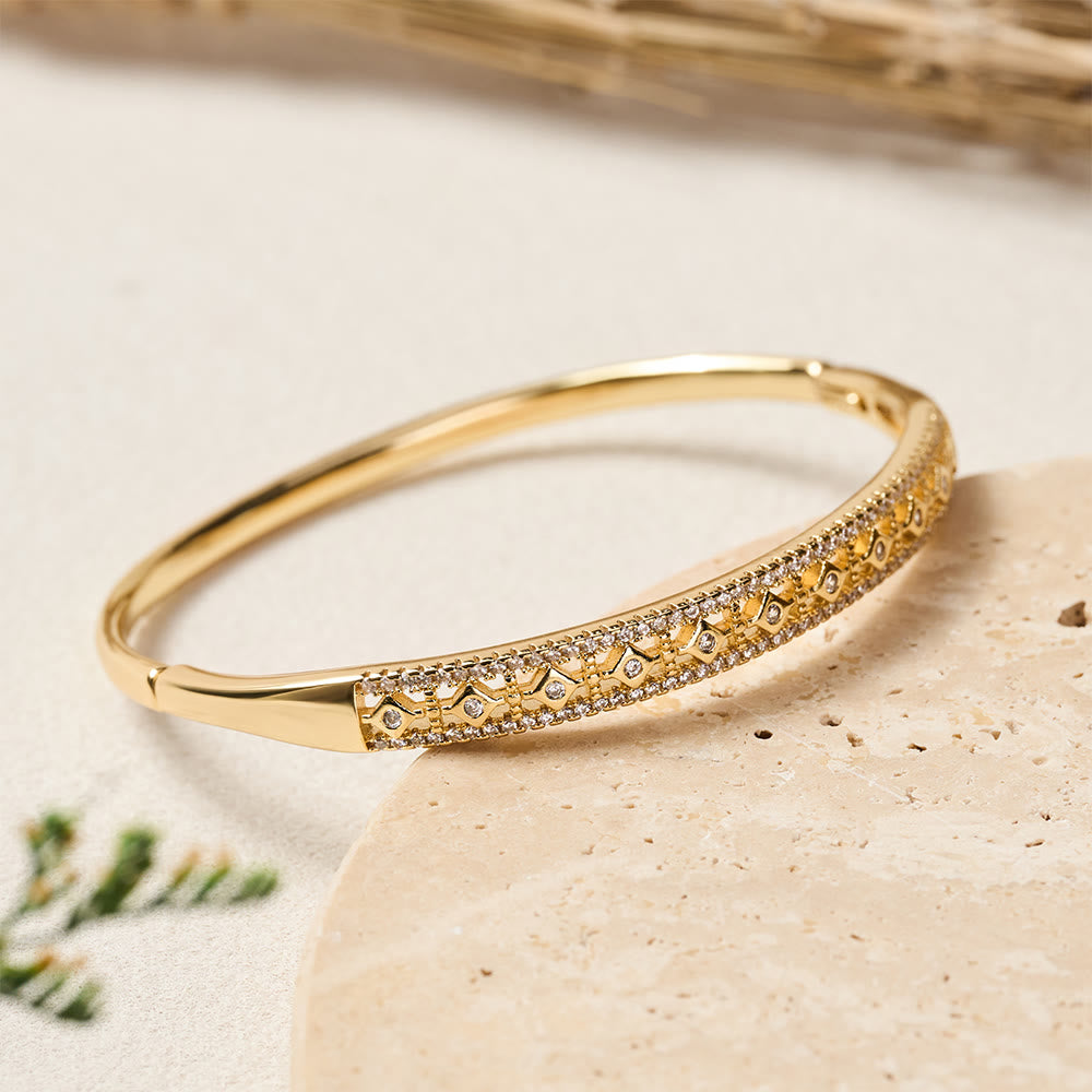 HilalHaven Diamond Lattice Sparkling Inlaid Bangle Bracelet - image 2