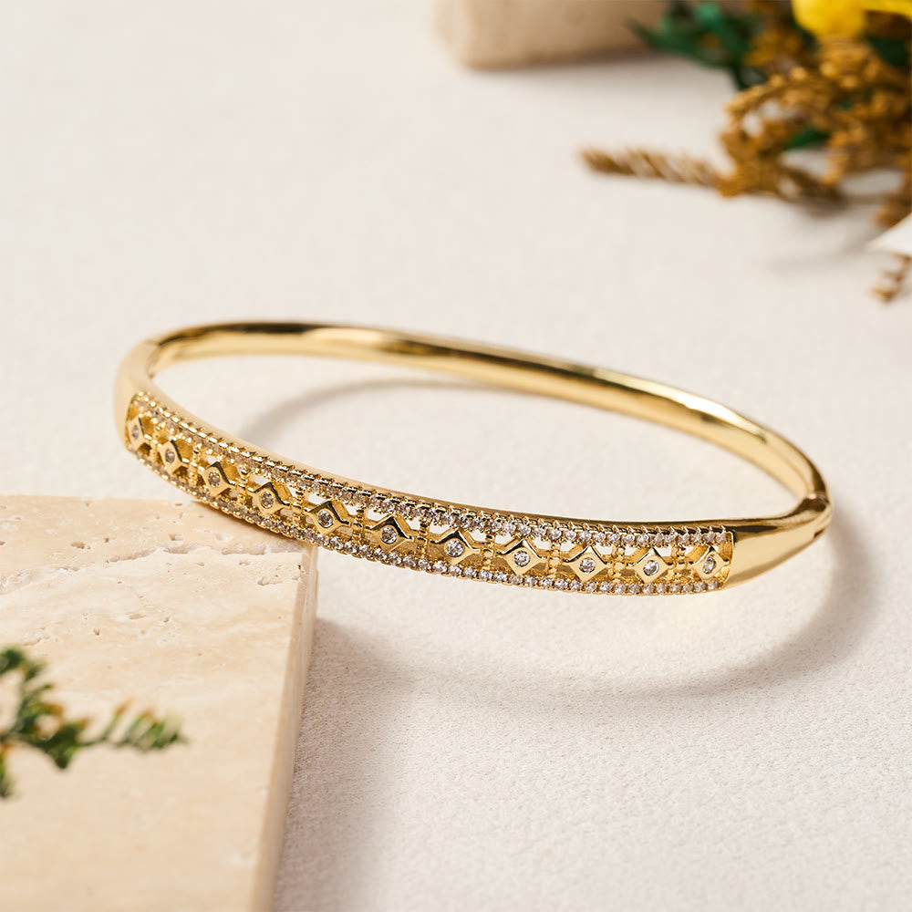 HilalHaven Diamond Lattice Sparkling Inlaid Bangle Bracelet - image 0