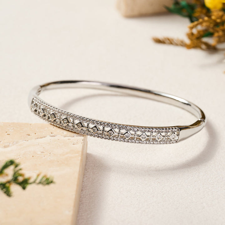 HilalHaven Diamond Lattice Sparkling Inlaid Bangle Bracelet - image 5
