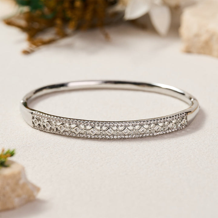 HilalHaven Diamond Lattice Sparkling Inlaid Bangle Bracelet - image 9