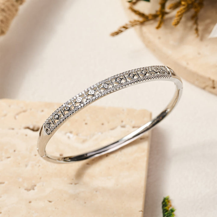 HilalHaven Diamond Lattice Sparkling Inlaid Bangle Bracelet - image 8