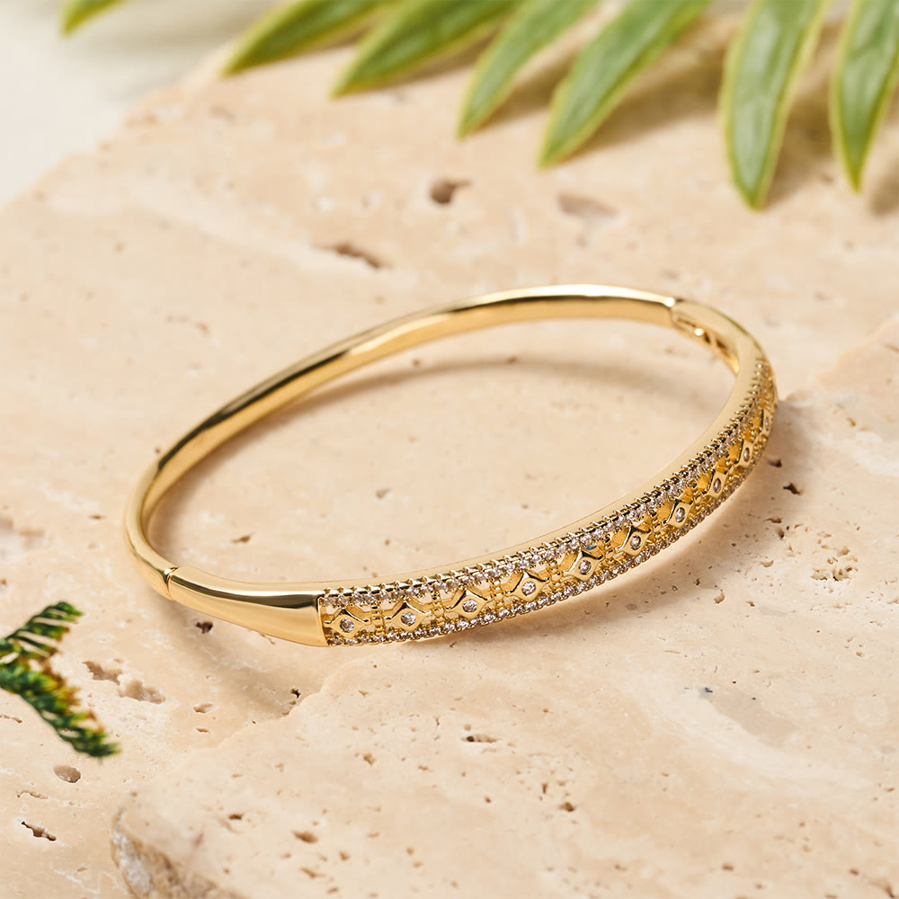 HilalHaven Diamond Lattice Sparkling Inlaid Bangle Bracelet - image 1