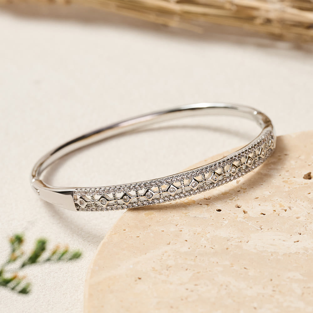 HilalHaven Diamond Lattice Sparkling Inlaid Bangle Bracelet - image 7