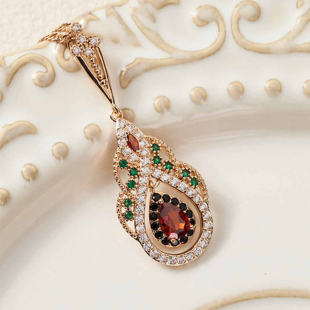 HilalHaven Crimson Teardrop Multi-Colored Crystal Pendant Necklace - image 2
