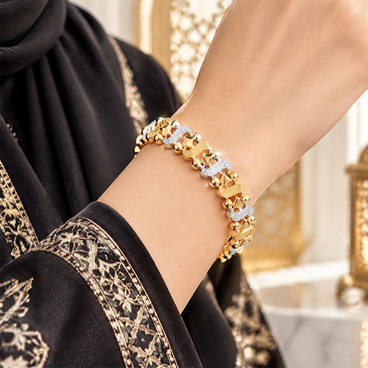 HilalHaven Swept Radiance Geometric Two-Tone Zircon Zinc Alloy Men&