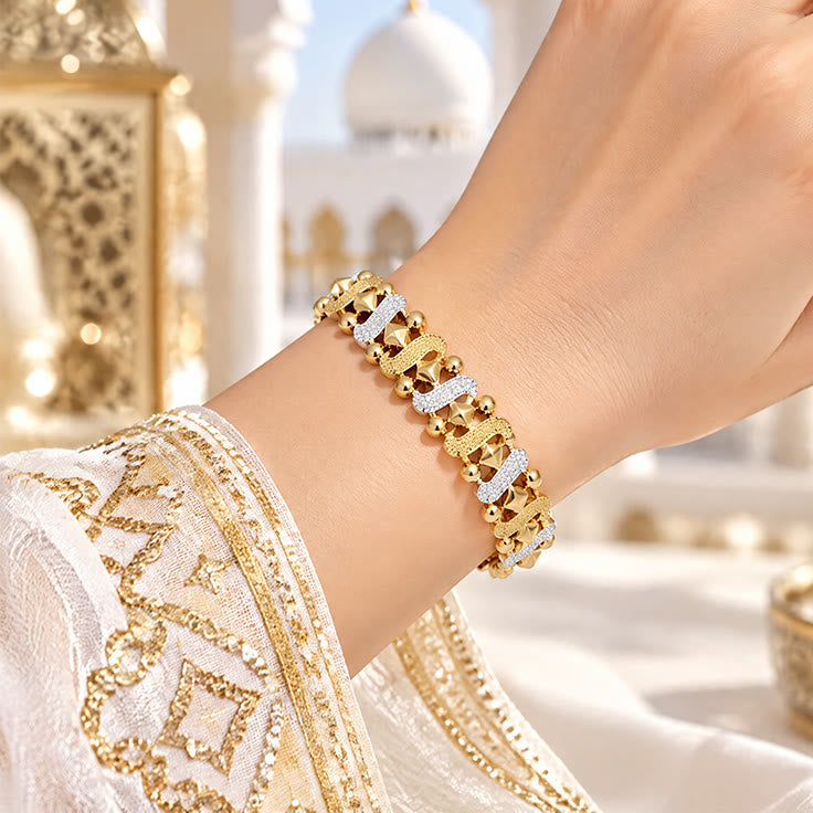 HilalHaven Swept Radiance Geometric Two-Tone Zircon Zinc Alloy Men&