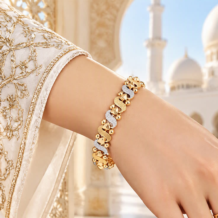 HilalHaven Swept Radiance Geometric Two-Tone Zircon Zinc Alloy Men&