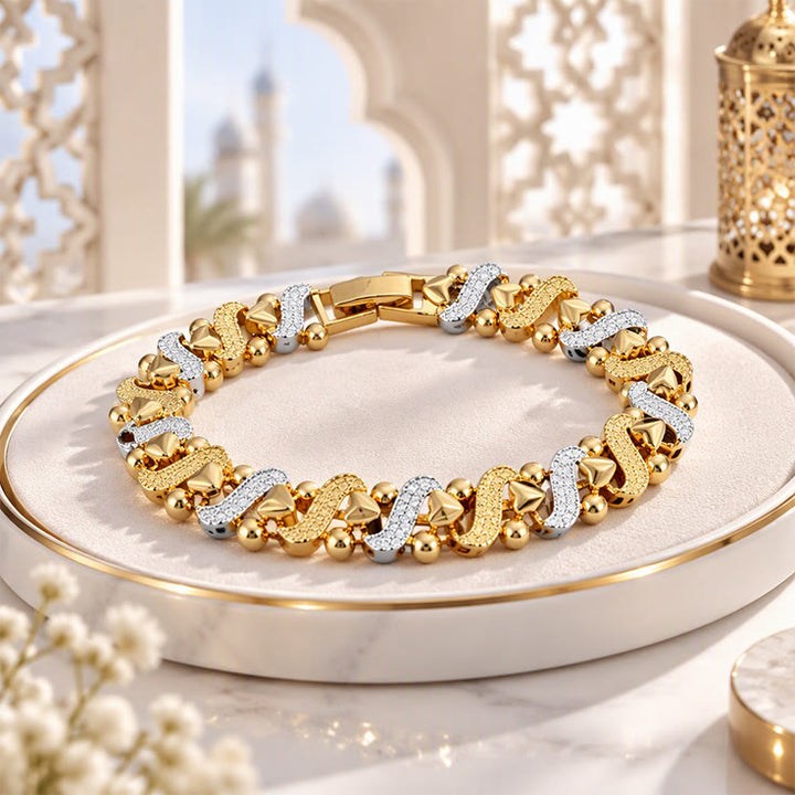 HilalHaven Swept Radiance Geometric Two-Tone Zircon Zinc Alloy Men&