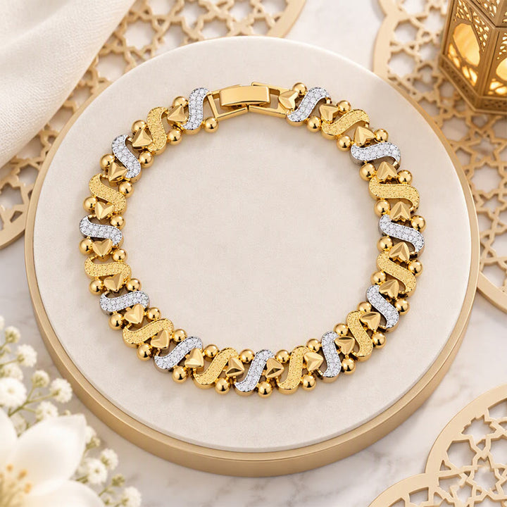 HilalHaven Swept Radiance Geometric Two-Tone Zircon Zinc Alloy Men&