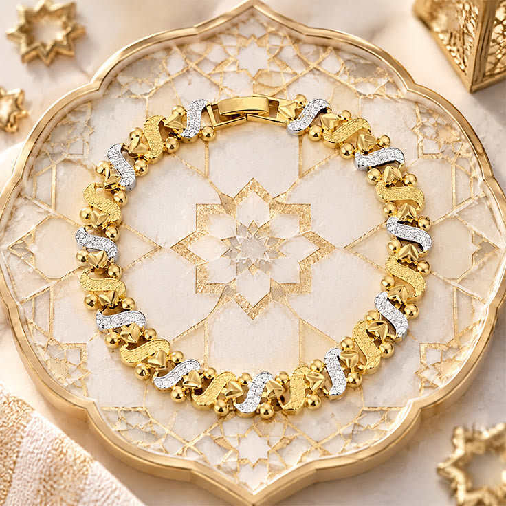 HilalHaven Swept Radiance Geometric Two-Tone Zircon Zinc Alloy Men&