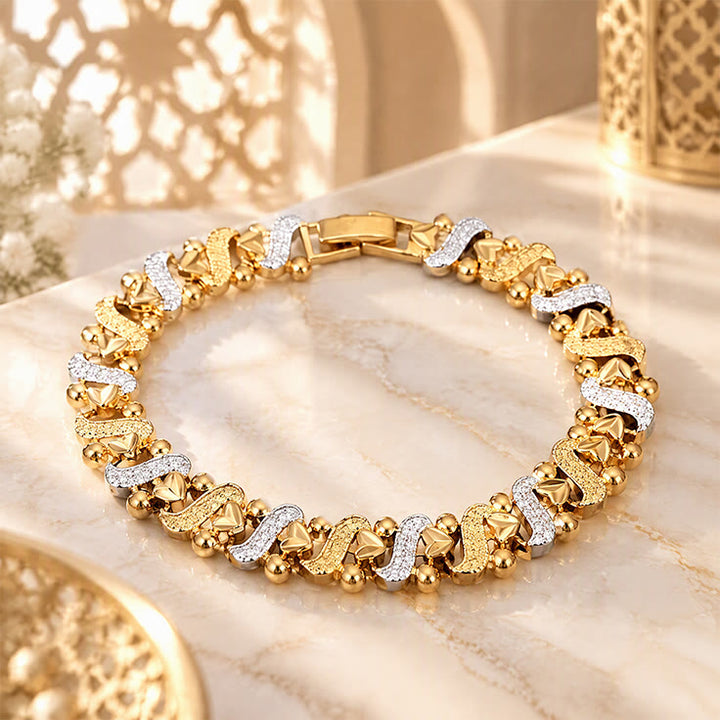 HilalHaven Swept Radiance Geometric Two-Tone Zircon Zinc Alloy Men&