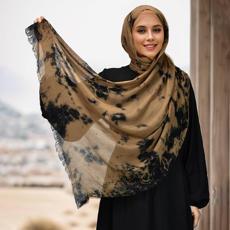 HilalHaven Earthy TieDye Vintage Tie Dye Rayon Long Scarf Hijab - image 7