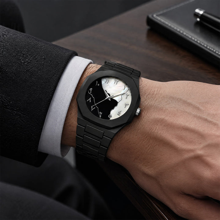 HilalHaven Marble Horizon Octagonal Arabic Numeral Dial Men&