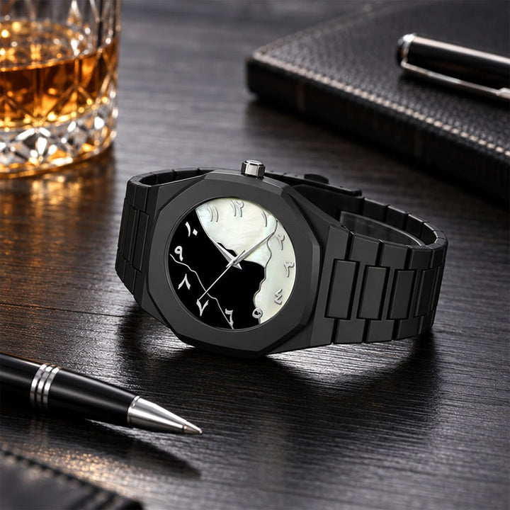 HilalHaven Marble Horizon Octagonal Arabic Numeral Dial Men&