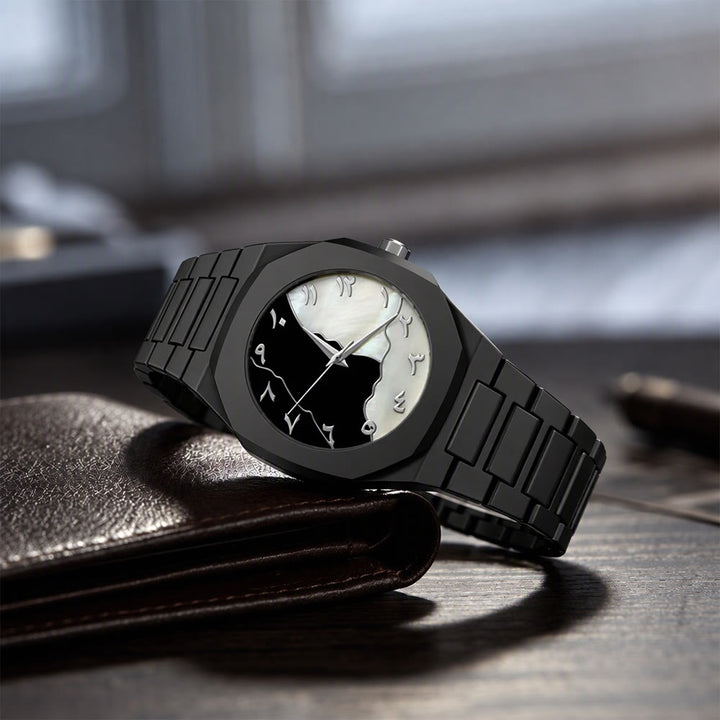 HilalHaven Marble Horizon Octagonal Arabic Numeral Dial Men&