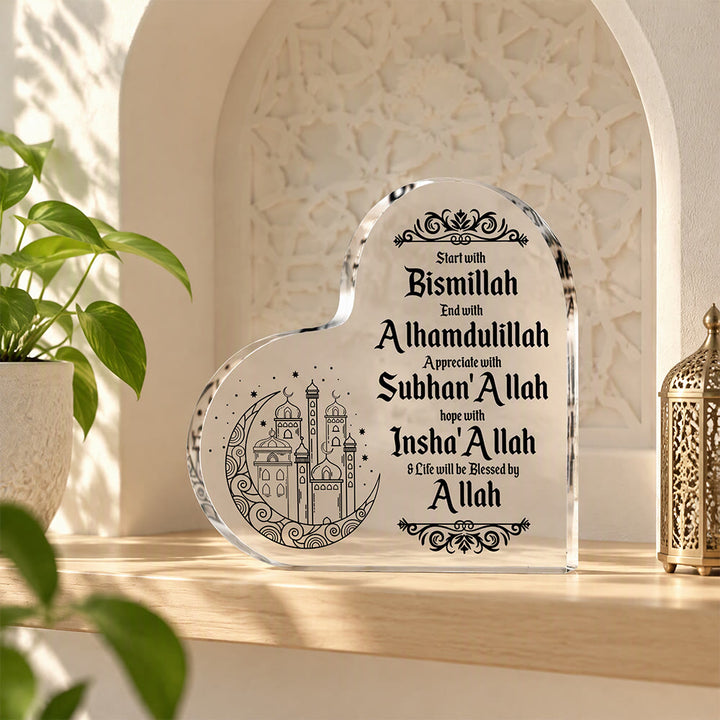 HilalHaven Heart‑Bound Serenity Engraved Acrylic Heart Tabletop Decor - image 8