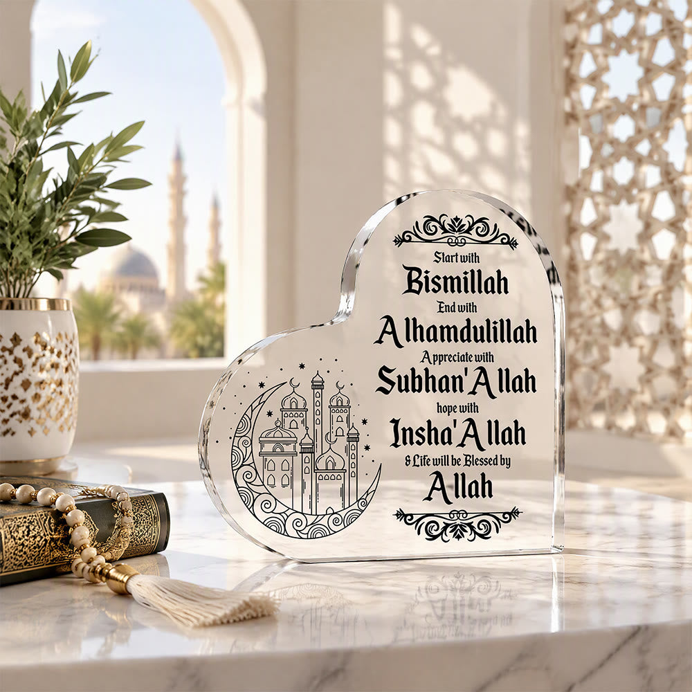 HilalHaven Heart‑Bound Serenity Engraved Acrylic Heart Tabletop Decor - Black - image 11