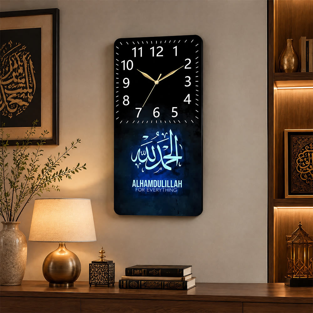 HilalHaven Gratitude Verse Alhamdulillah Acrylic Silent Wall Clock - image 3