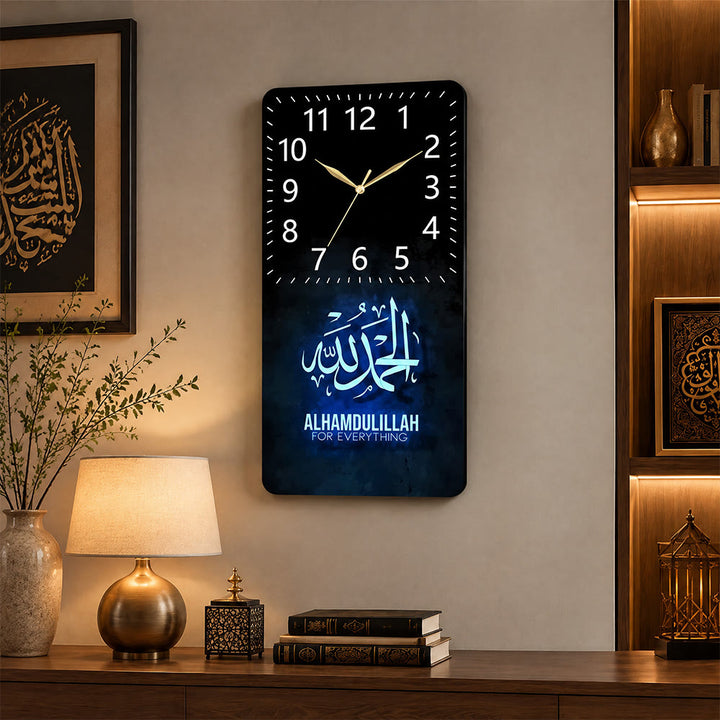 HilalHaven Gratitude Verse Alhamdulillah Acrylic Silent Wall Clock - image 3