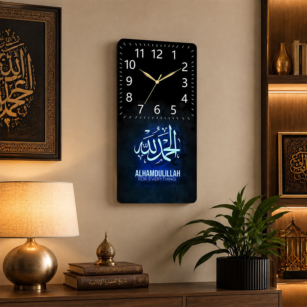 HilalHaven Gratitude Verse Alhamdulillah Acrylic Silent Wall Clock - 11.41''*22.44''/29*57CM - image 0