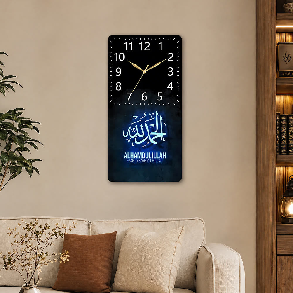 HilalHaven Gratitude Verse Alhamdulillah Acrylic Silent Wall Clock - image 4