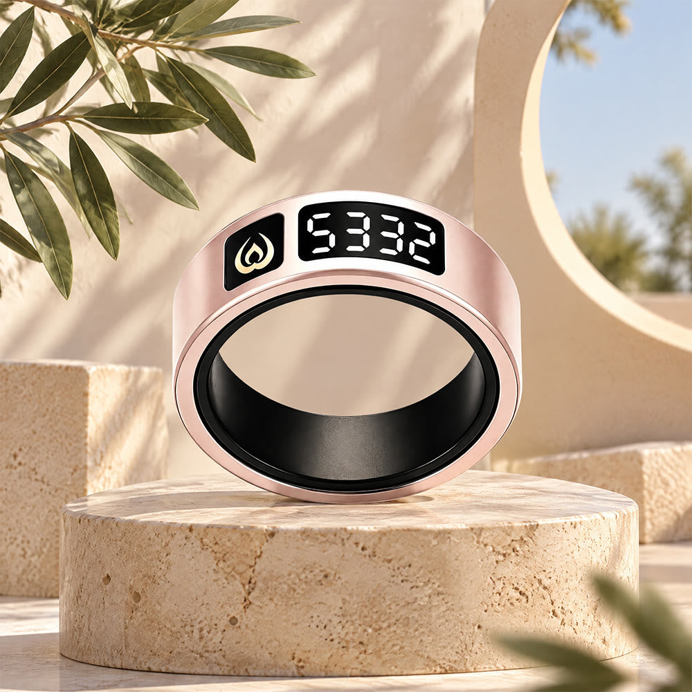 HilalHaven Blessed Tally Islamic Digital Zikr Smart Counter Ring Digital Tasbih - Rose Golden - 0.90&