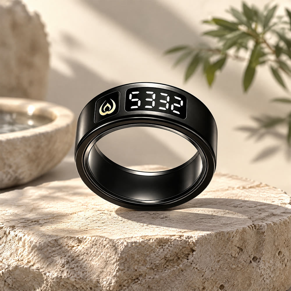 HilalHaven Blessed Tally Islamic Digital Zikr Smart Counter Ring Digital Tasbih - Black - 0.90&
