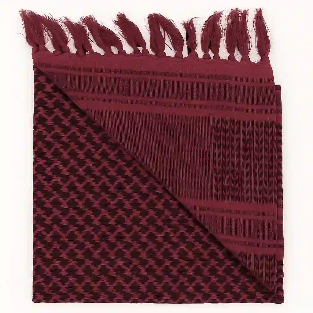 HilalHaven Crimson Nomad Ethnic Jacquard Keffiyeh Tassel Headscarf - image 4